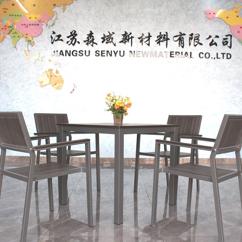set meja makan WPC bundar multi-tempat duduk