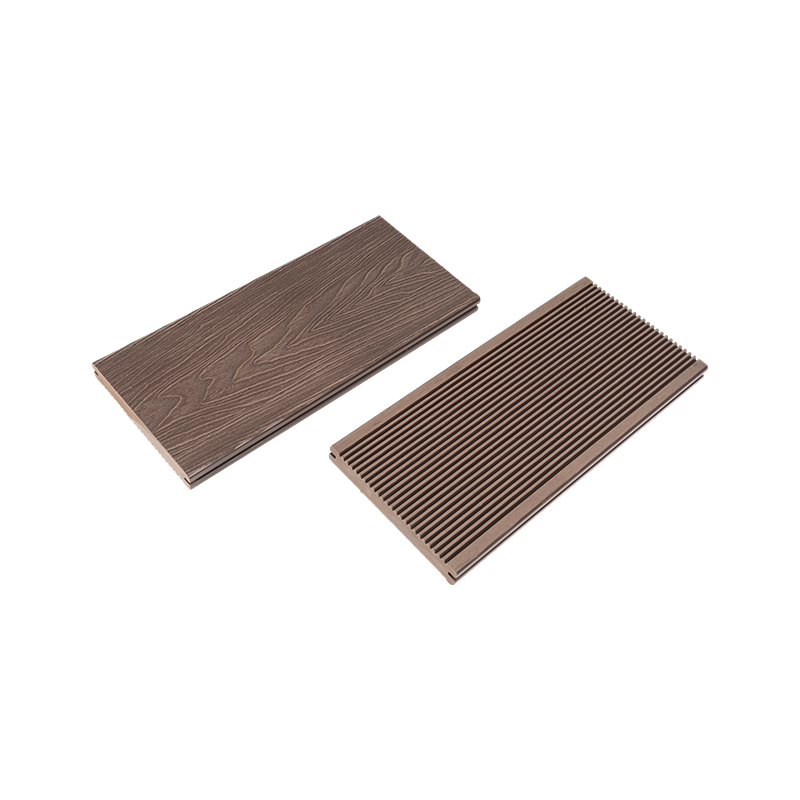 Decking Komposit Plastik Kayu WPC Timbul Padat Dengan Serat Kayu